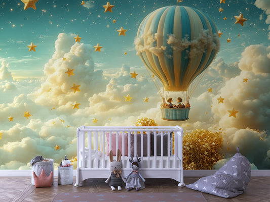 Goldene Wolkenreise Kinderzimmer selbsklebende Fototapete