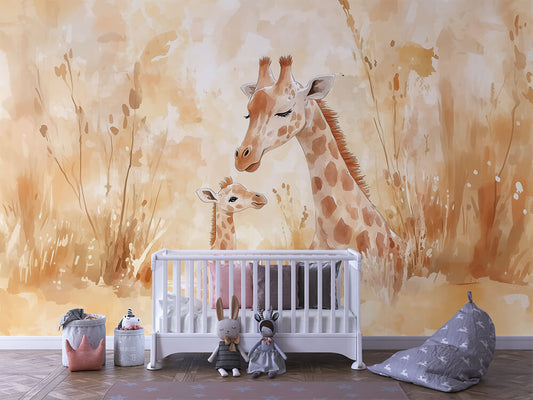 Giraffenliebe am Wasser Kinderzimmer selbsklebende Fototapete