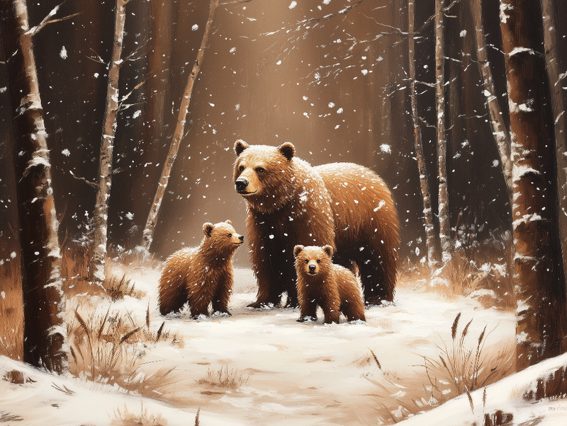 Winterspaziergang im Bärenwald Kinderzimmer selbsklebende Fototapete