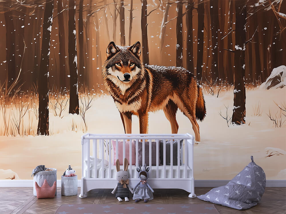 Stiller Wächter des Winterwaldes Kinderzimmer selbsklebende Fototapete