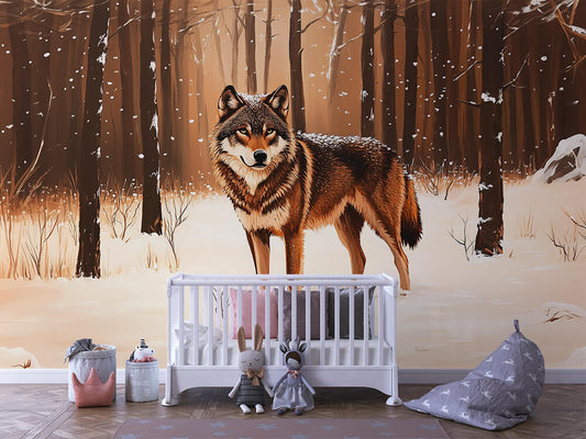 Stiller Wächter des Winterwaldes Kinderzimmer selbsklebende Fototapete