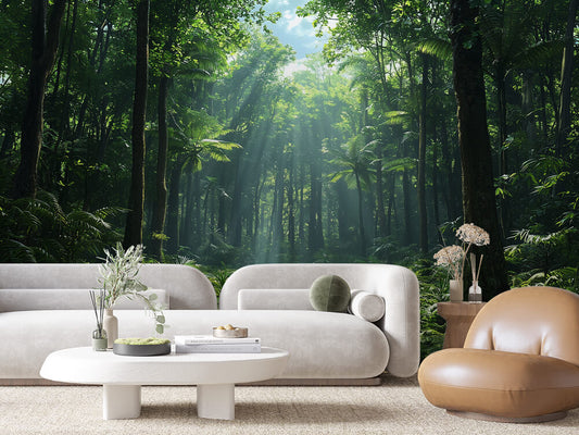 Fototapete Rainforest Light » Sonnenstrahlen im tropischen Urwald für tiefgrüne Wohlfühlräume  schnelle Lieferung  Made in Germany von PCC FoliaConcept