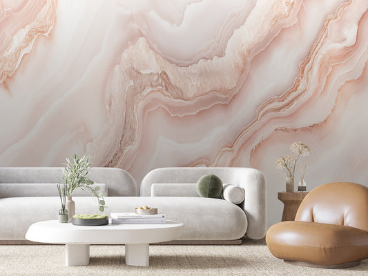 3D Marmor-Design in Rosé mit weichen Strukturen  Helle Farbwirkung & selbstklebend  PVC-frei – Pimp My Wall