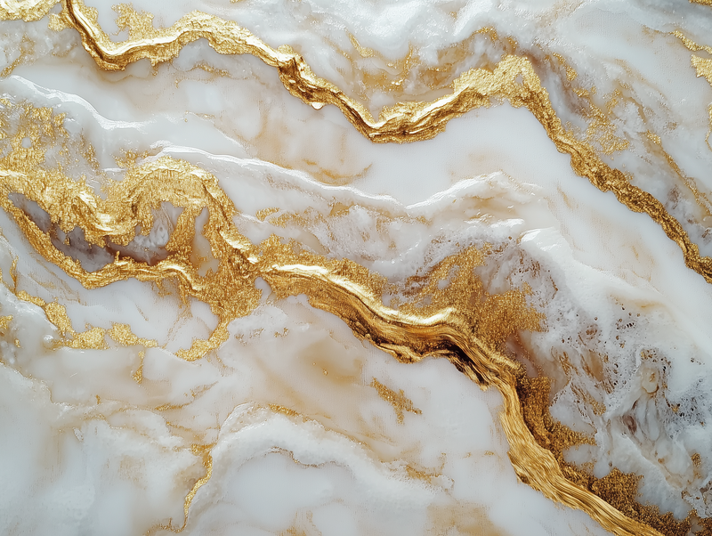 3D Marmor Tapete in Weiß mit Kristallgold  Glänzende Optik & selbstklebend  PVC-frei – Pimp My Wall