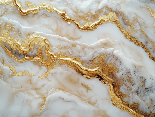 3D Marmor Tapete in Weiß mit Kristallgold  Glänzende Optik & selbstklebend  PVC-frei – Pimp My Wall