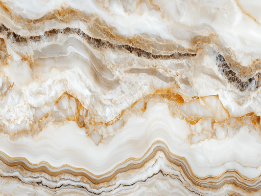 Onyx-Marmor in Beige und Gold