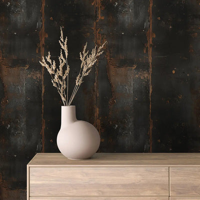 Metallic wallpaper dark steel panels