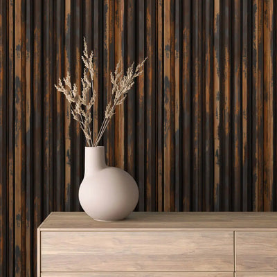 Metallic Wallpaper Warm Rust Slats