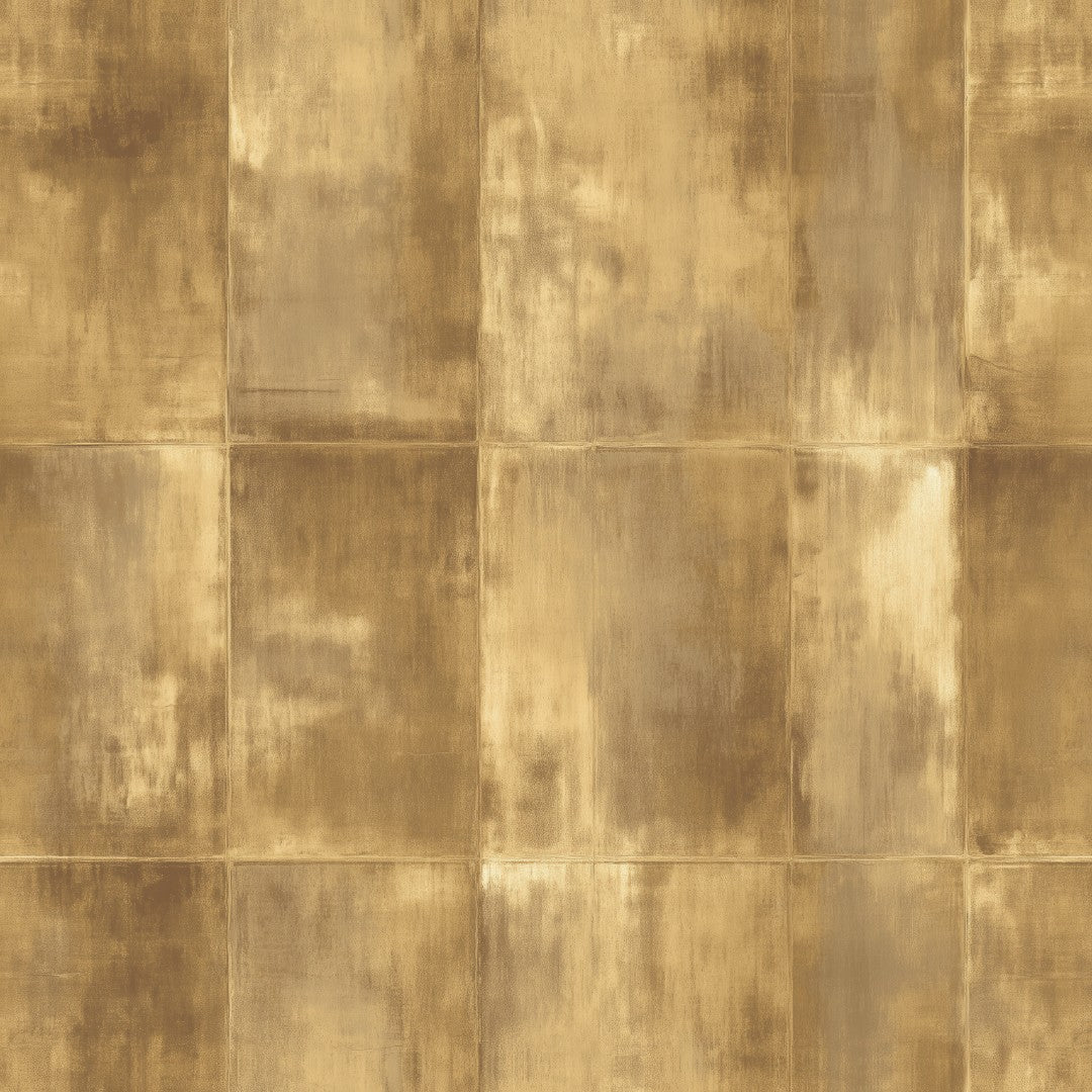 Tapete Gold Metallic Detailansicht – gebürstete Paneele in Gold und Messing, selbstklebend