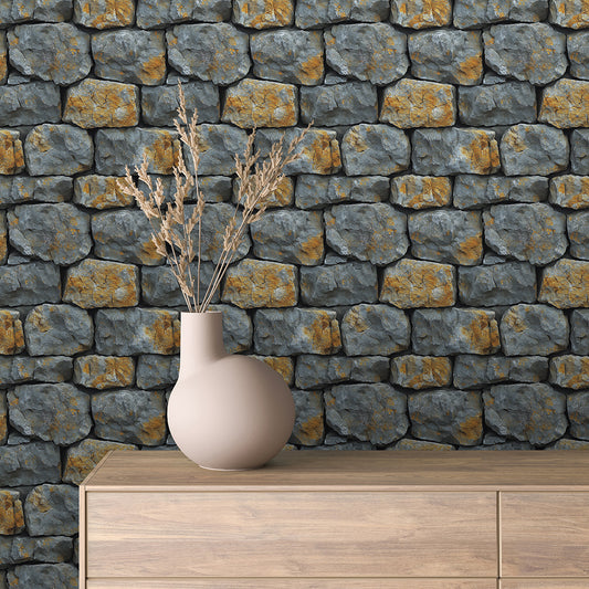  Feldsteinmauer-Tapete mit rustikaler Natursteinoptik  Selbstklebend, PVC-frei & besonders authentisch  Für charmante Raumgestaltung – mit PCC FoliaConcept