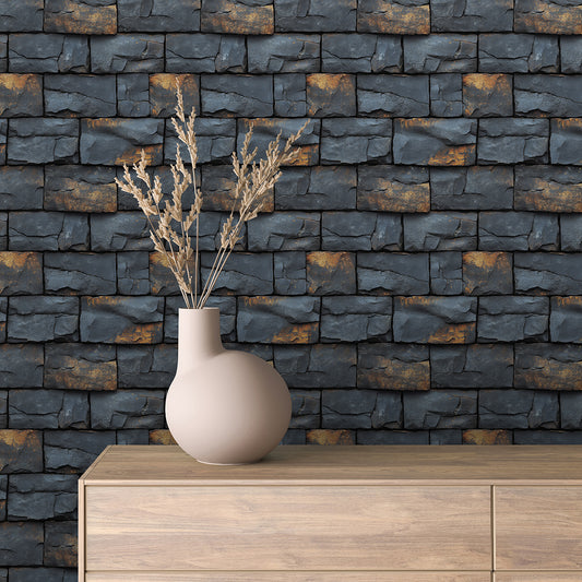 Moderne Naturstein-Tapete im Blockmauer-Stil  Selbstklebend & PVC-frei für stilvolle Raumgestaltung  Hochwertige PCC FoliaConcept Qualität – geradlinig & robust