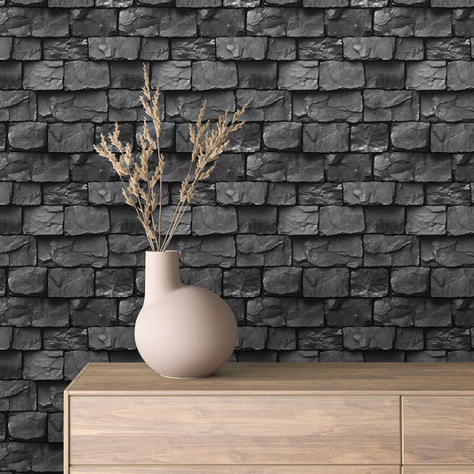  Dunkle Basalt-Optik mit eleganter Steinstruktur  PVC-frei, selbstklebend & hochwertig verarbeitet  Für moderne Wandgestaltung – by PCC FoliaConcept