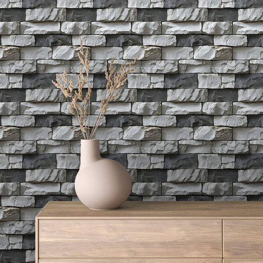 Tapete mit Kalkstein-Basalt-Struktur im modernen Wechselspiel  Selbstklebend, PVC-frei & langlebig  Für starke Wände mit Stil – by PCC FoliaConcept