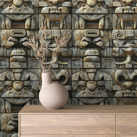 Skulpturale Stein-Reliefs  Mystische Tempel-Ästhetik  Selbstklebend & PVC-frei – by PCC FoliaConcept