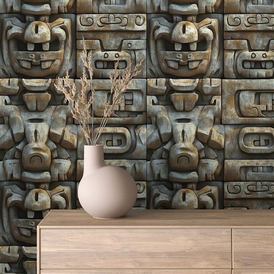 Monumentale Stein-Totems  Dreidimensional & rituell inspiriert  Selbstklebend & PVC-frei – by PCC FoliaConcept