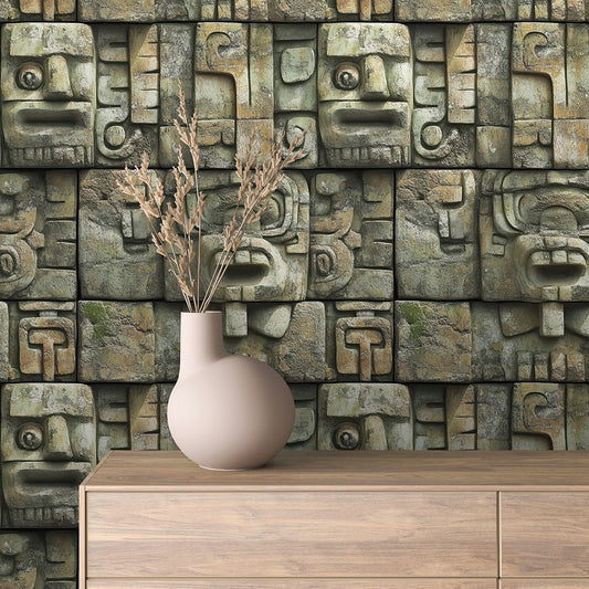 Antik-inspiriert  Grün-graue Naturstein-Optik in 3D  Selbstklebend & PVC-frei – by PCC FoliaConcept
