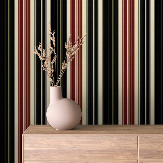 Lieferzeit 2–4 Tage  Streifen in Dunkelrot & Schwarz  Elegant & kontrastreich  Selbstklebend & PVC-frei – by PCC FoliaConcept