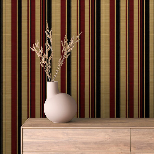 Lieferzeit 2–4 Tage  Streifen in Gold & Bordeaux  Elegant & ausdrucksstark  Selbstklebend & PVC-frei – by PCC FoliaConcept