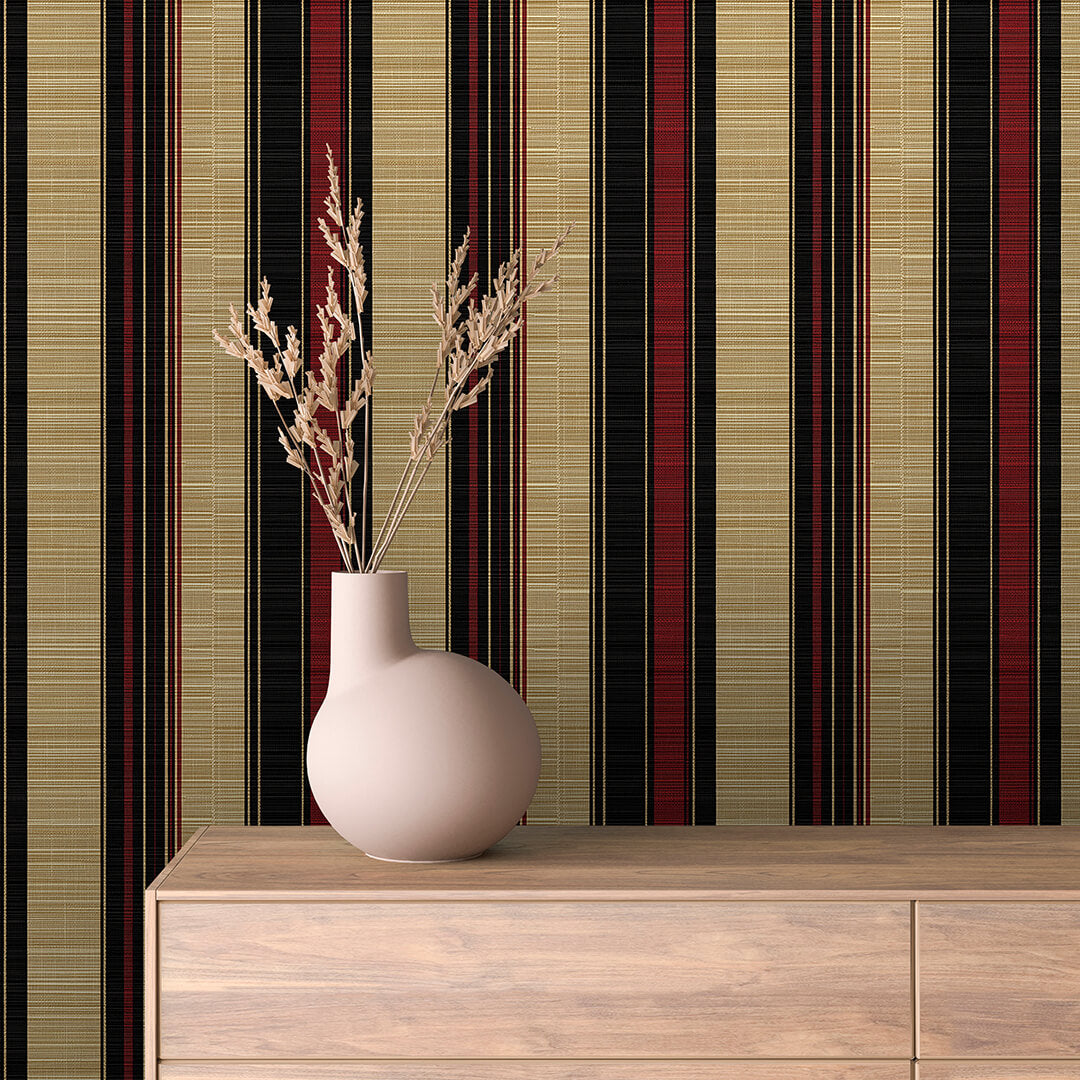 Lieferzeit 2–4 Tage  Streifen in Gold, Schwarz & Bordeaux  Elegant & grafisch  Selbstklebend & PVC-frei – by PCC FoliaConcept