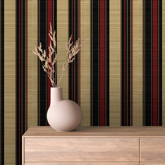 Lieferzeit 2–4 Tage  Streifen in Gold, Schwarz & Bordeaux  Elegant & grafisch  Selbstklebend & PVC-frei – by PCC FoliaConcept