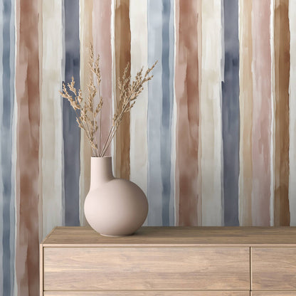 Aquarell-Streifen in Naturtönen  Erdiges Farbspiel  Selbstklebend & PVC-frei – by PCC FoliaConcept