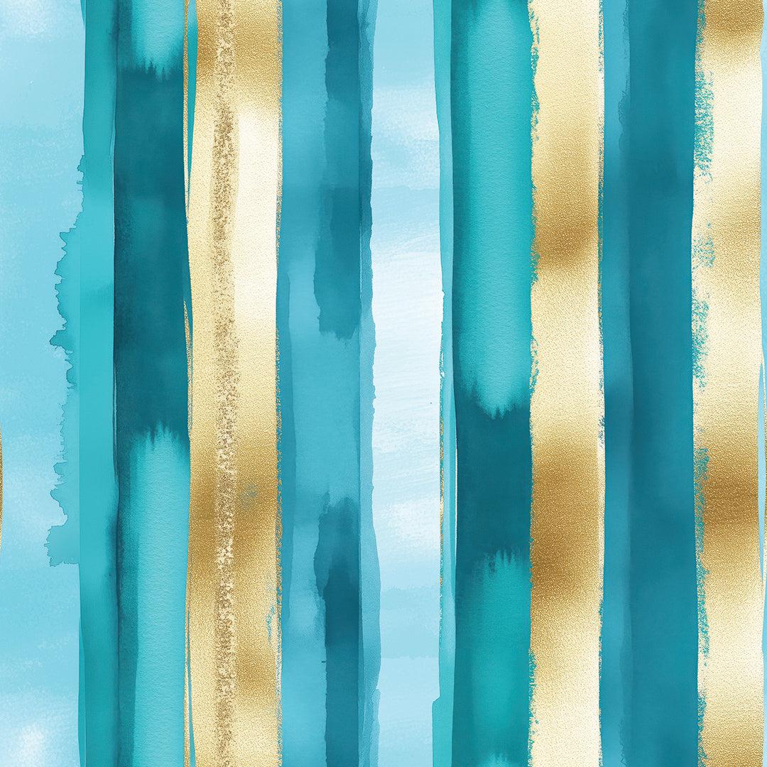 Türkis-Gold Streifen  Frisch & edel  Selbstklebend & PVC-frei – by PCC FoliaConcept