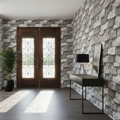 Steinoptik Tapete im Flur minimal