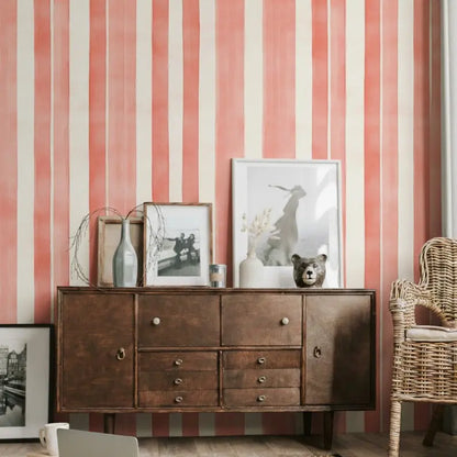 Streifentapete – Rot – Selbstklebende Tapete mit Streifenmuster