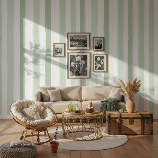 Streifentapete – Salbeigrün – Selbstklebende Tapete mit Streifenmuster