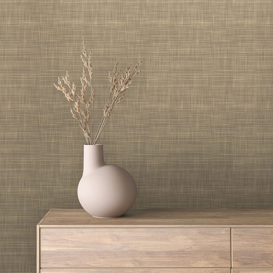 Natürliche Leinenoptik in warmem Nussbraun  Textile 3D-Tapete für ruhige Räume  PVC-frei & selbstklebend – made by PCC FoliaConcept!