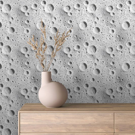 Mondkrater-Optik für starke Wandakzente  3D-Weltraumstruktur für moderne Interiors  Selbstklebend & PVC-frei – made by PCC FoliaConcept!