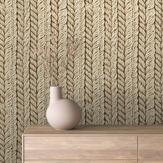 Strickmuster für die Wand  Weiche Wolloptik trifft modernes Design  Selbstklebende & PVC-freie 3D-Tapete – made by PCC FoliaConcept!