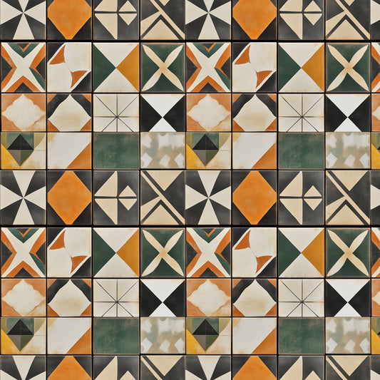 Geometrische Retro-Mix Fliese