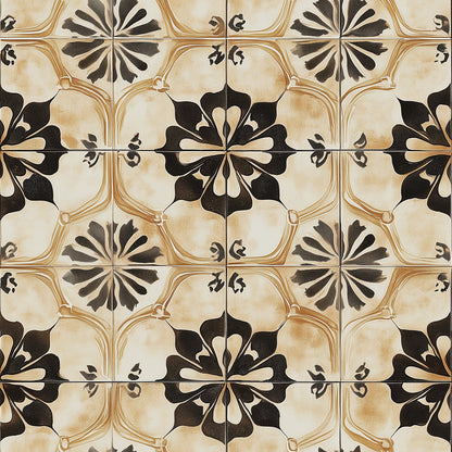 Goldene Ornamentik  Retro-Fliesencharme Lieferzeit 2-4 Tage  Selbstklebend & PVC-frei – by PCC FoliaConcept