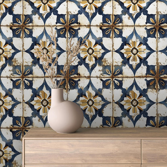 Gestalte deine Küche neu!  Rustikaler Fliesenlook  Mediterrane Farben  Selbstklebend & PVC-frei – by PCC FoliaConcept