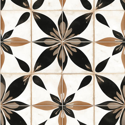 Gestalte deine Küche neu!  Florales Design in Schwarz & Braun  Harmonisch & dekorativ  Selbstklebend & PVC-frei – by PCC FoliaConcept