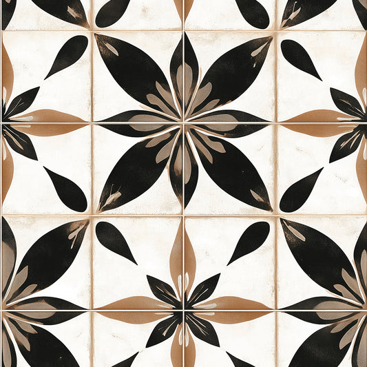 Gestalte deine Küche neu!  Florales Design in Schwarz & Braun  Harmonisch & dekorativ  Selbstklebend & PVC-frei – by PCC FoliaConcept