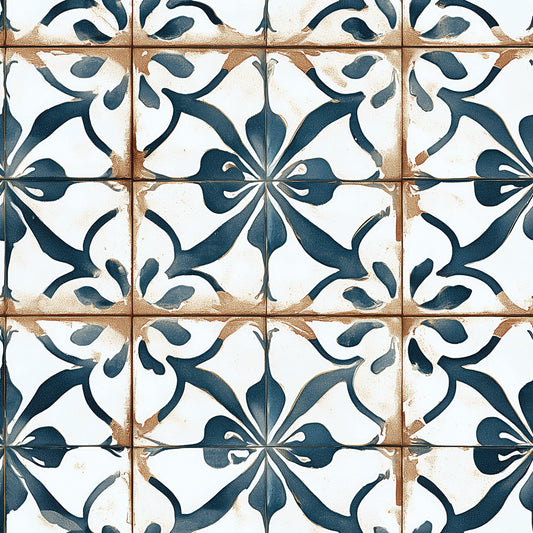 Gestalte deine Küche neu!  Florales Ornament in Blau & Weiß  Vintage-Flair trifft zeitlose Eleganz  Selbstklebend & PVC-frei – by PCC FoliaConcept