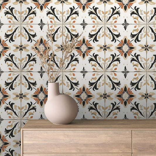 Mediterrane Ornamentik  Warme Terrakotta-Farben mit Kontrast  Selbstklebend & PVC-frei – by PCC FoliaConcept