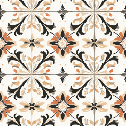 Mediterrane Ornamentik  Warme Terrakotta-Farben mit Kontrast  Selbstklebend & PVC-frei – by PCC FoliaConcept