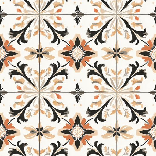 Mediterrane Ornamentik  Warme Terrakotta-Farben mit Kontrast  Selbstklebend & PVC-frei – by PCC FoliaConcept