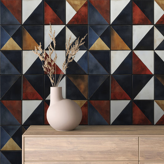 Rustikale Geometrie  Tiefe Farbwirkung  Selbstklebend & PVC-frei – by PCC FoliaConcept