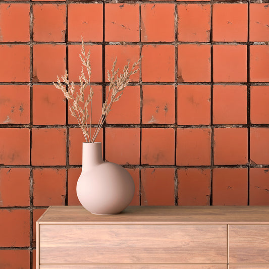 Backstein-Look in Ziegelrot  Urban & roh  Selbstklebend & PVC-frei – by PCC FoliaConcept