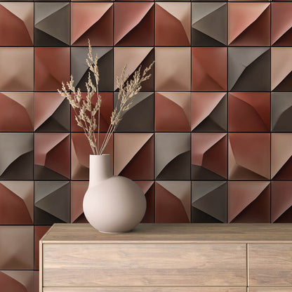 3D-Faltoptik in Rosé & Braun  Skulptural & modern  Selbstklebend & PVC-frei – by PCC FoliaConcept