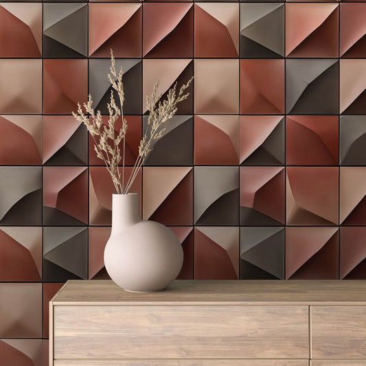 3D-Faltoptik in Rosé & Braun  Skulptural & modern  Selbstklebend & PVC-frei – by PCC FoliaConcept