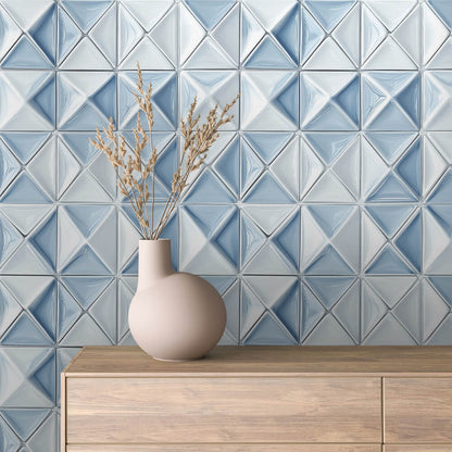 Geometrische 3D-Optik  Kühles Blau mit Glanzeffekt  Selbstklebend & PVC-frei – by PCC FoliaConcept