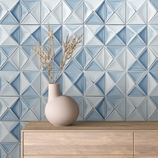 Geometrische 3D-Optik  Kühles Blau mit Glanzeffekt  Selbstklebend & PVC-frei – by PCC FoliaConcept
