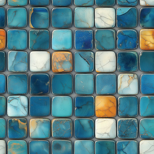 Maritimer Mosaik-Look  Intensive Blau- & Türkistöne  Selbstklebend & PVC-frei – by PCC FoliaConcept