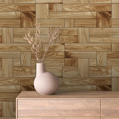 WOOD 0020 – Ausdrucksstarker Wandbelag im Würfelmuster mit natürlicher Holzmaserung für stilvolle, kreative Raumkonzepte.