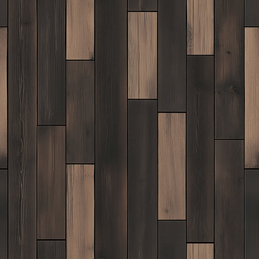 WOOD 0034 – Ausdrucksstarker Wandbelag aus dunklem, thermobehandeltem Holz. Wechselspiel aus rauchigem Braun und Schwarz für moderne, stilbewusste Raumgestaltung.